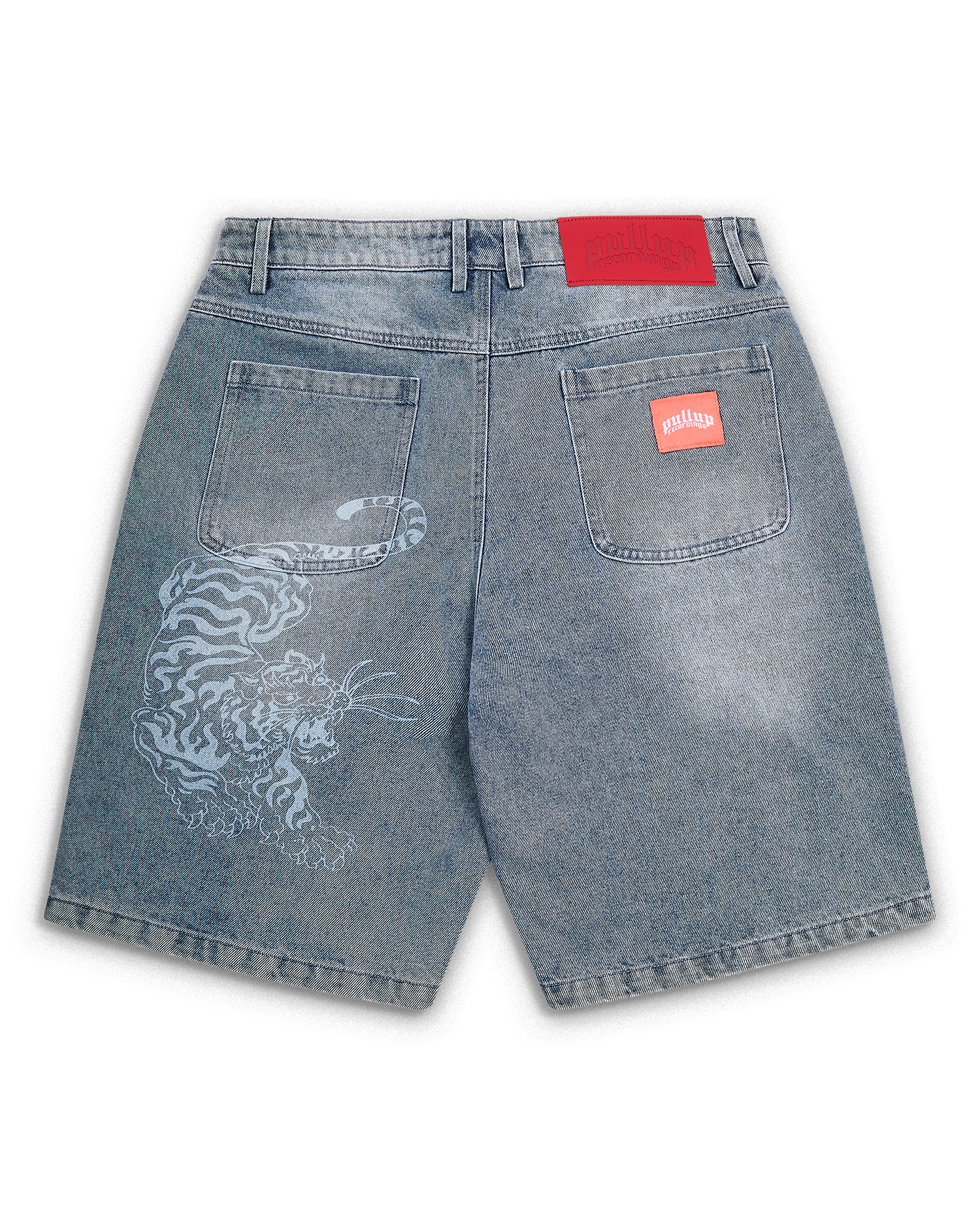 Washed Blue Tiger Jorts
